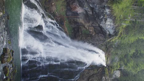 Sensational-vertical-shot-of-Golling-waterfall-near-Salzburg-in-Austria,-day
