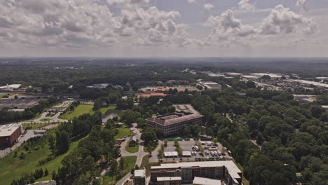 Atlanta-Georgia-Aerial-v977-panoramic-views,-drone-flyover-and-around-studios-at-Fort-McPherson-capturing-movie-production-site-and-city-skyline---Shot-with-Mavic-3-Pro-Cine---August-2023