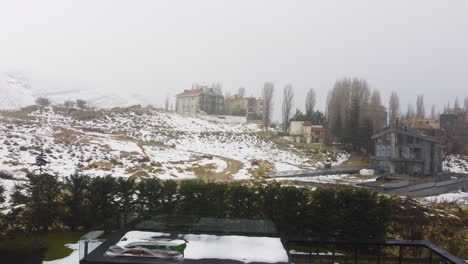 Winter-snowfall-in-Kfardebian-hotel-view