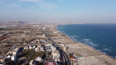 Panoramic-Aerial-View-Of-Larnaca-City-Port-On-The-South-Coast-Of-Cyprus