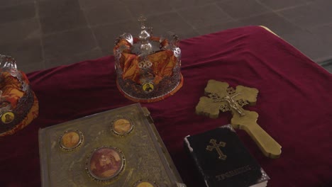 Church-table-with-cros-and-book