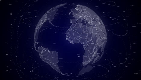 digital-globe-rotating,-zooming-in-on-Guinea-country