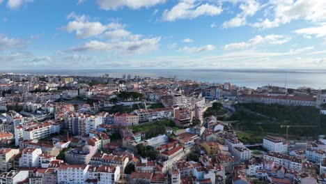 Drone-panning-over-the-city-of-Lisbon