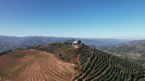 Chapel-on-Mountain-Top-in-Portugal-Aerial-View