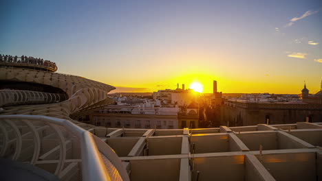 Setas-De-Sevilla-Atardecer-Time-Lapse-Sevilla-España-Hora-Dorada-Mirador