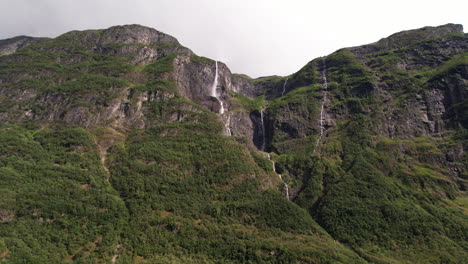 Mountainside-Waterfall-in-Næroyfjord-Area-in-Norway