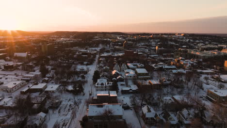 Panoramic-Aerial-View-Of-Fayetteville-City-In-Washington-County,-Northwest-Arkansas