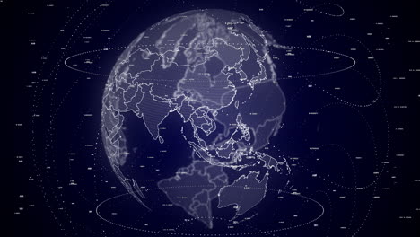 digital-globe-rotating,-zooming-in-on-Vietnam-country
