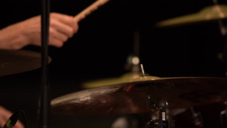 Christian-Caucasian-white-man-playing-drums-in-Christian-church-worship-service-HD-slow-motion-close-up