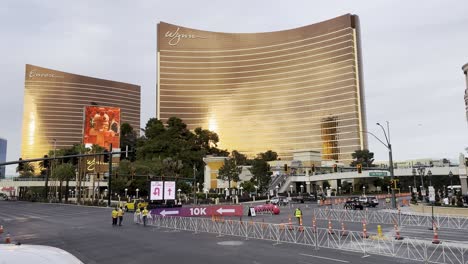 Shot-of-Las-Vegas-Boulevard-street-closure-in-preparation-for-the-Rock-and-Roll-Marathon-with-the-Wynn-Hotel-and-Casino-in-the-background