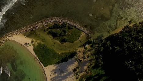 Ein-Lebendiger-Miami-Beach-Mit-Klarem-Wasser,-Palmen-Und-Einer-Geschäftigen-Menschenmenge,-Luftaufnahme,-In-Den-USA