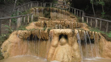 Las-Caras,-natural-water-waterfalls-with-ancient-face-formations-in-Cotalo,-Ecuador