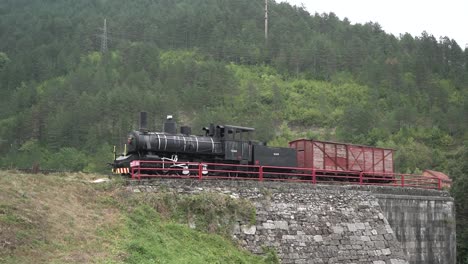 Tren-En-Bosnia-Y-Herzegovina-Vagones-De-Tren-Bosnios-En-La-Colina-Metrajes