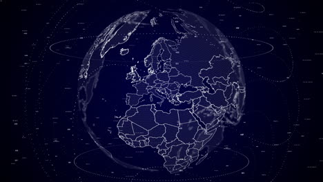 digital-globe-rotating,-zooming-in-on-Croatia-country