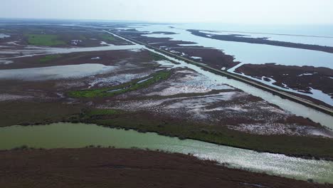 Aerial-Shot-of-Delta-Evros-River-Wetland-Greece,-4K-Footage