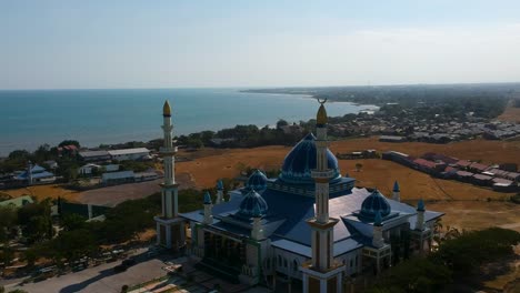 Aerial-drone-of-the-Islamic-Center-Dato-Tiro-Bulukumba-mosque-and-school-for-Islamic-education-in-South-Sulawesi,-Indonesia