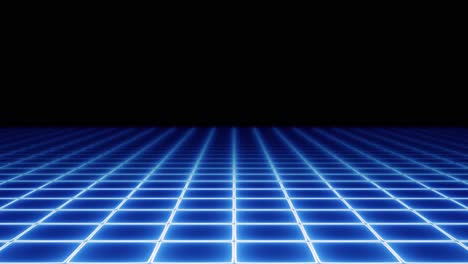 Una-Rejilla-De-Neón-Eléctrica-Azul-Estilo-Vaporwave-De-Los-Años-80,-Que-Se-Mueve-Hacia-El-Espectador
