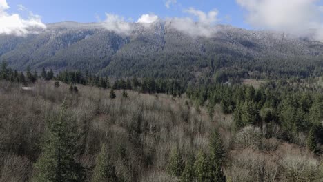 Mountain-range-of-Evergreen-forest-and-landscape-forward-shot-in-North-Bend-Washington-State-in-the-pacific-northwest