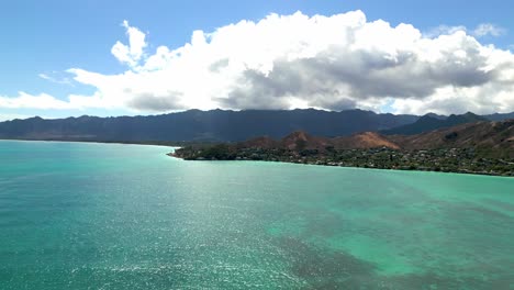 Panoramic-View-Of-Lanikai-Beach-Coastline-In-Oahu,-Hawaii