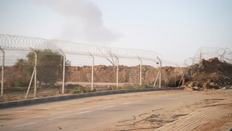 Barbed-Wire-Fence-Enclosure-At-Detention-Center-In-Gaza,-Palestine