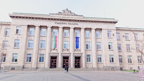 Elegant-imposing-facade-of-Bulgarian-neo-classical-city-lawcourts-freedom-square