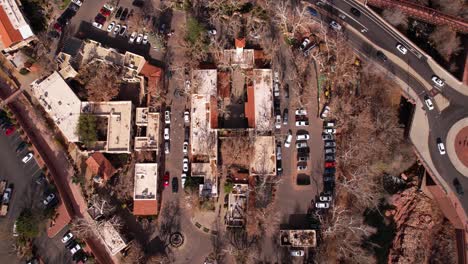 Aerial-View-of-Tlaquepaque-Arts-Shopping-Village-in-Sedona,-Arizona-USA