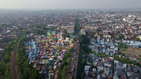 bustling-streets-and-densely-populated-areas-of-Indonesia,-portraying-the-vibrancy-of-urban-life-intertwined-with-the-harsh-realities-of-poverty-and-pollution