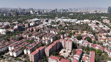 Residential-complexes,-Viveros-de-Coyoacan-and-buildings-in-south-of-Mexico-City-from-drone