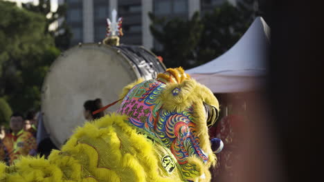 Traditional-Lion-Dance-During-Chinese-New-Year-Festival-in-Taipei,-Taiwan