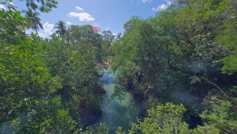 Fluss-Cano-Frio-In-Las-Galeras,-Samana,-Dominikanische-Republik_drone-Fpv