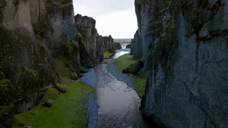 Scenic-Landscape-Of-Fjadrargljufur-Canyon-In-Iceland---Aerial-Drone-Shot