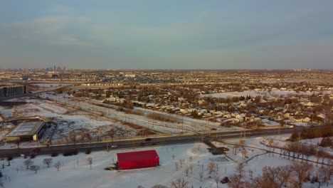 Wunderschöne-Winter-Luftaufnahmen-Der-Stadt-Winnipeg,-Kanada