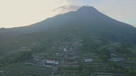 Aerial-view-of-house-of-villager-building-on-the-slope-of-Merapi-Mountain