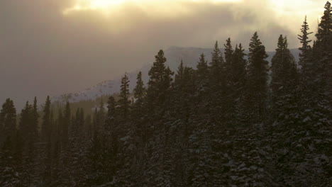 Snowy-golden-hour-sunset-sunrise-Avalanche-terrain-Berthoud-Pass-Winter-Park-scenic-landscape-view-aerial-drone-backcountry-ski-snowboard-Berthod-Jones-Colorado-Rocky-Mountains-peaks-upward-motion