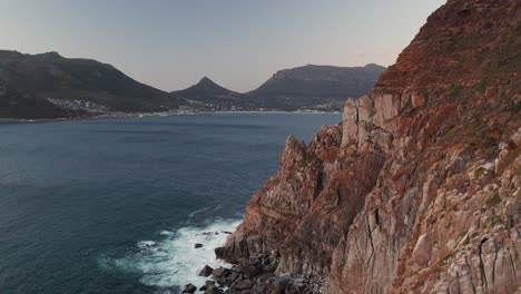 Scenic-Cliffs-And-Seascape-In-Cape-Town,-South-Africa---Aerial-Drone-Shot