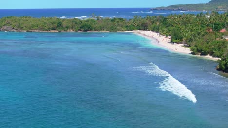 Wild-beauty-of-Playa-La-Playita-beach-at-Las-Galeras-in-Samana-peninsula,-Dominican-Republic