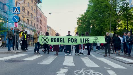 Slomo-De-Manifestantes-Sosteniendo-Rebeldes-Como-Pancarta-Vitalicia-En-La-Manifestación