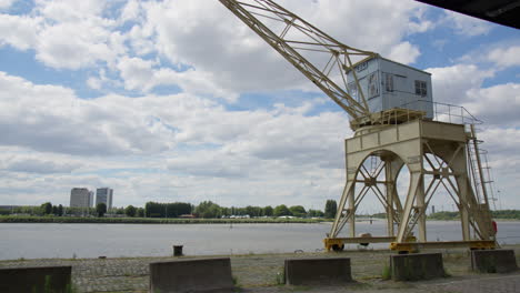 Old-Dock-mounted-Cranes-At-The-Port-Of-Antwerp-In-Belgium