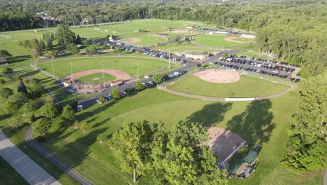 Baseball-junior-league-in-America,-aerial-drone-view