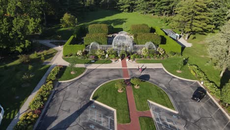 Heritage-Park-Botanical-Garden,-Taylor,-Michigan,-USA,-aerial-view