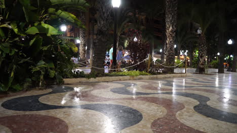 Famous-Esplanade-Promenade-at-Night,-Alicante-Spain