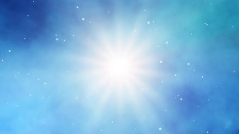 Abstract-Blue-Background---Celestial-Sunbeams:-A-Dynamic-Journey-Through-Azure-Sky-with-floating-particles