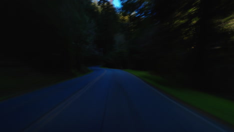 Hyperlapse-or-Drivelapse-of-a-winding-california-road-near-the-pacific-coast-highway-in-the-redwood-forests