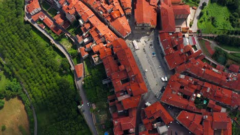 Aerial-top-down-view-of-Vicoforte-town-in-Province-of-Cuneo-in-Piedmont-region,-Italy