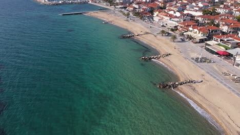 Aerial-view-of-a-small-part-of-the-beach-in-Nikiti-Chalkidiki