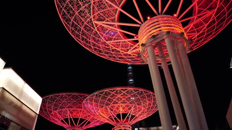 Super-Trees-on-Bluewaters-Island-at-Night,-Landmark-of-Dubai-UAE