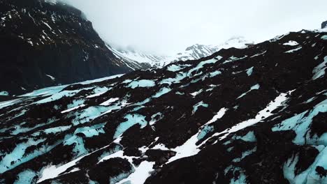 Aerial-Drone-View-Of-Glacier-Field-In-Iceland,-Land-of-Fire-and-Ice