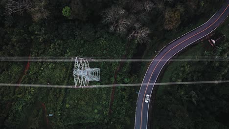 Top-down-view-of-power-line,-slow-movement