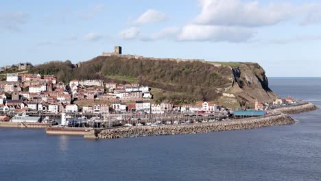 Aerial-footage-of-Scarborough-harbour-in-North-Yorkshire