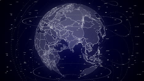 digital-globe-rotating,-zooming-in-on-India-country